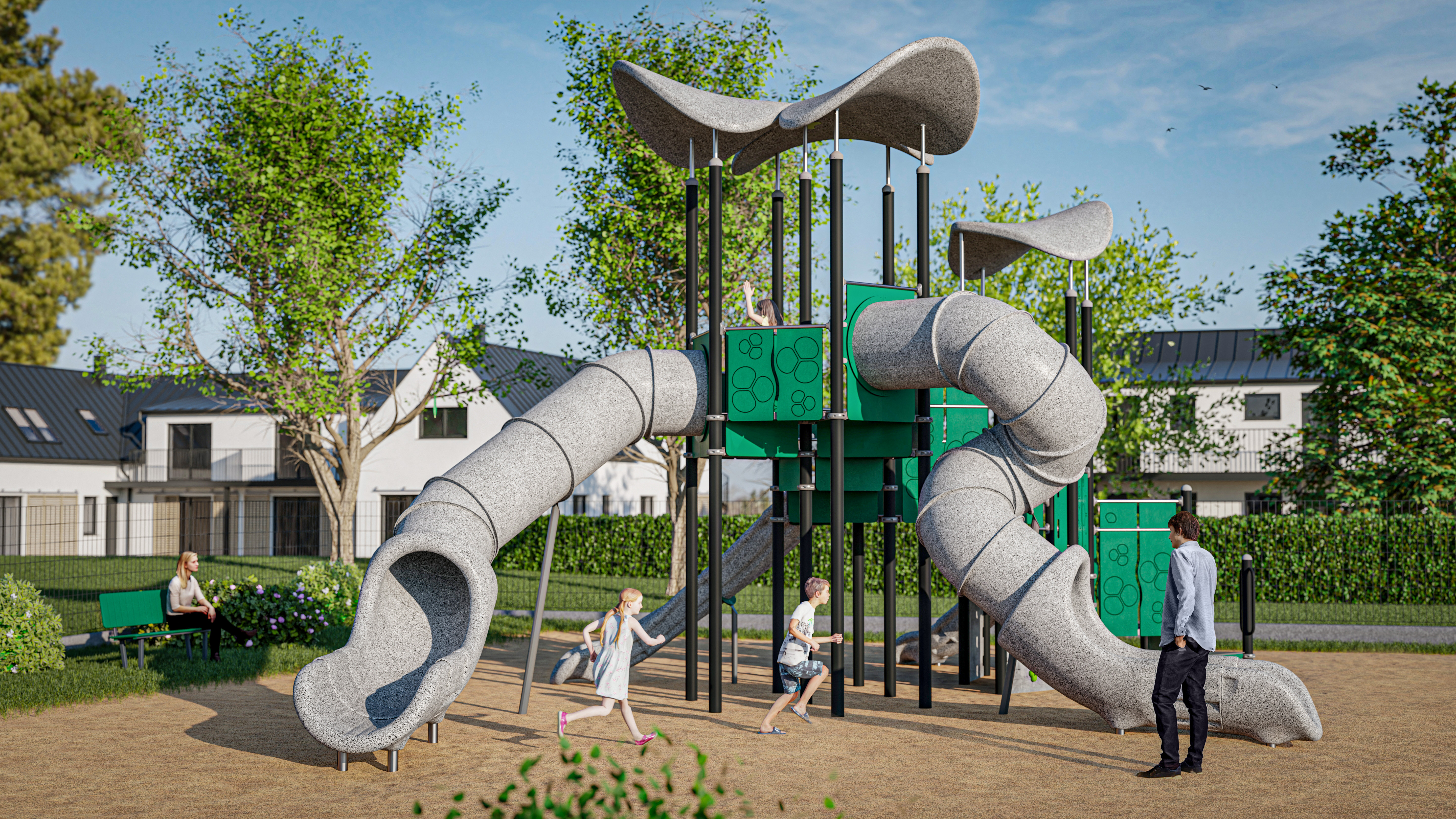 Playgrounds made of recycled materials. Buglo's eco-friendly revolution.