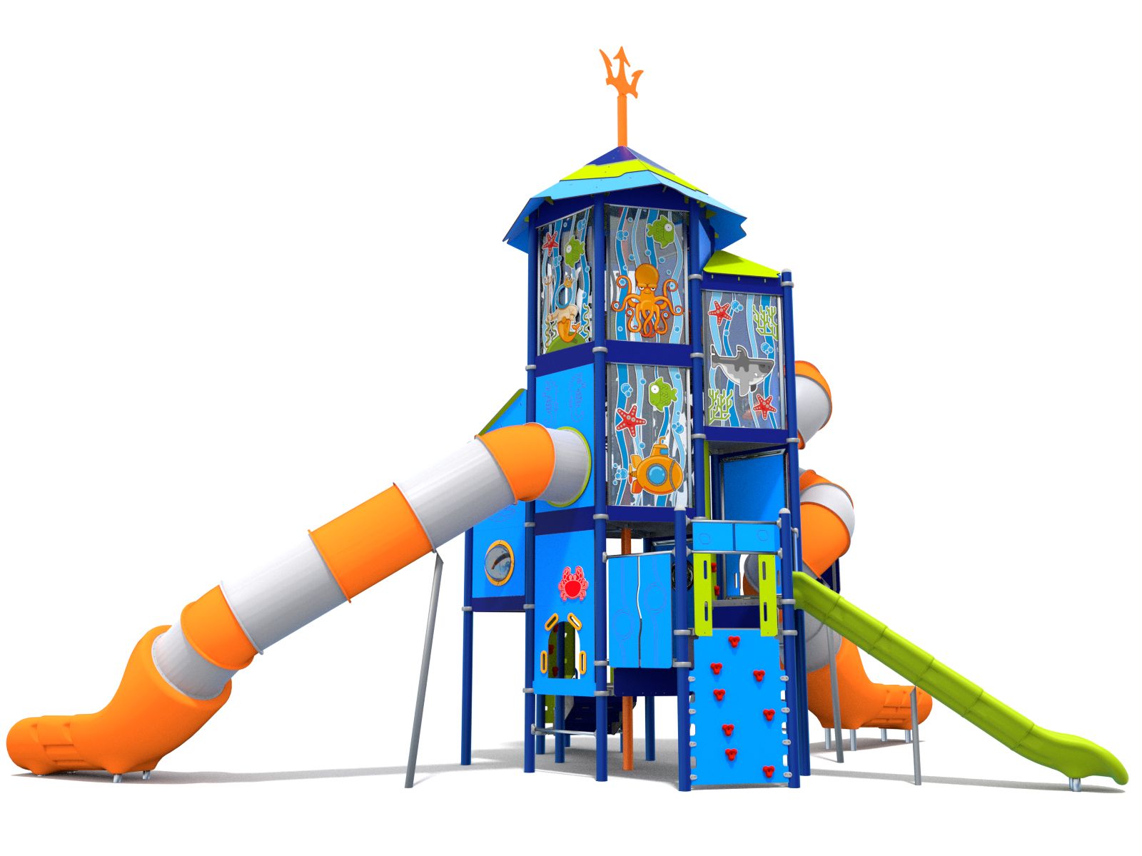 duży morski zestaw wieża ze ślizgawkami na plac zabaw
