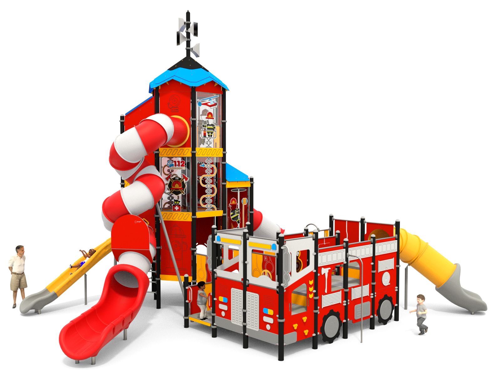 duży strażacki zestaw wieża ze ślizgawkami na plac zabaw