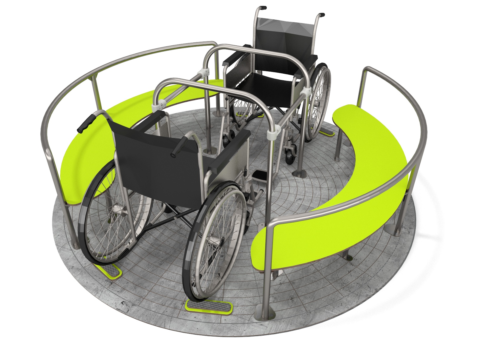 karuzela dla dzieci na wózkach inwalidzkich na plac zabaw