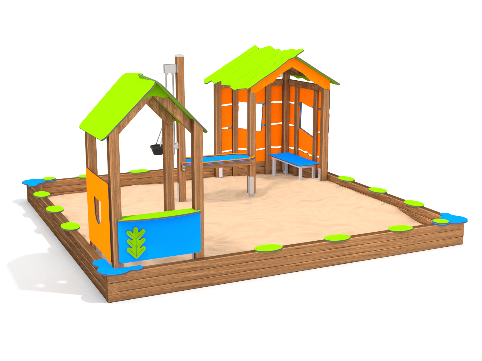 duża piaskownica z domkiem na plac zabaw