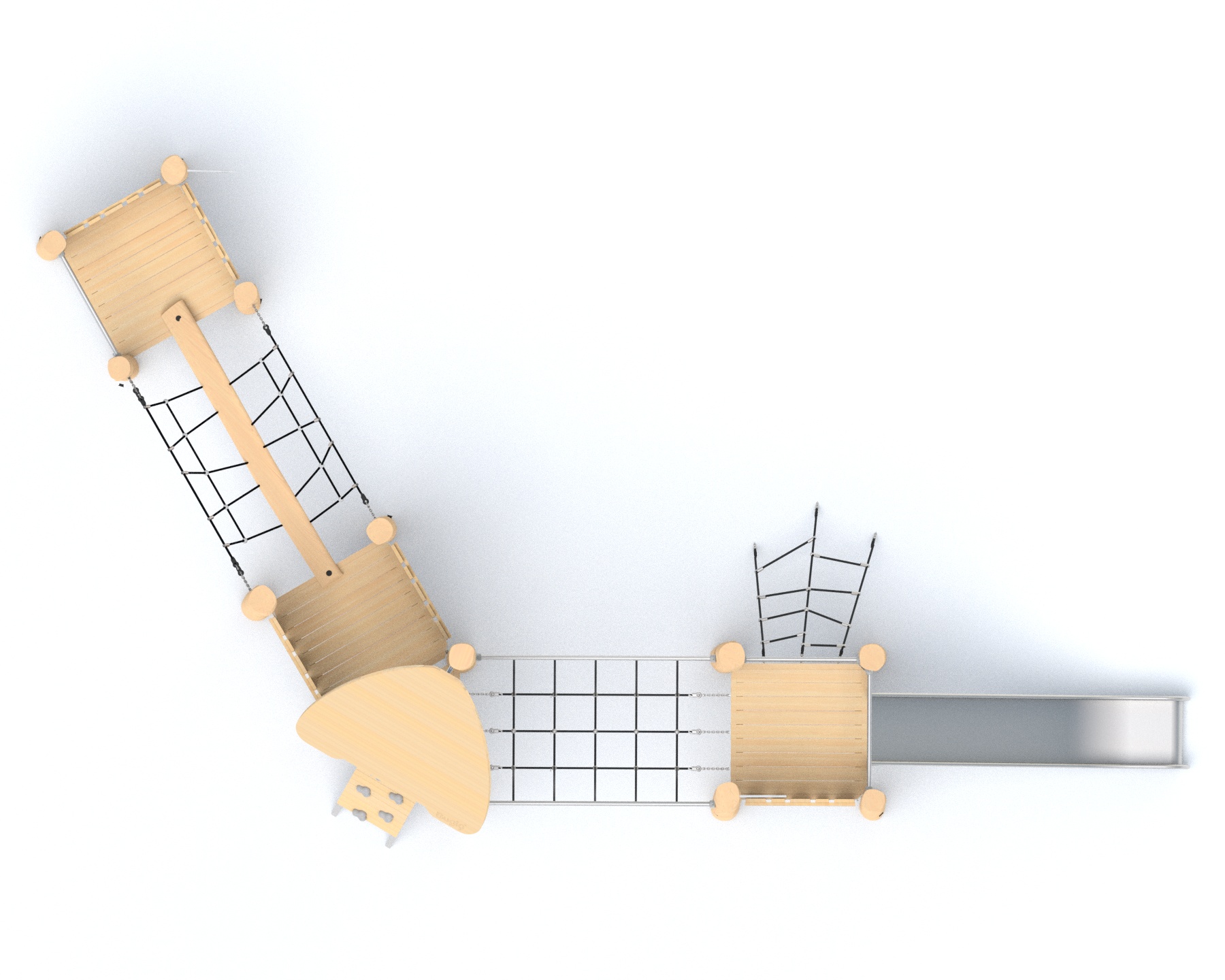 zestaw trzywieżowy z mostkiem robinia na plac zabaw