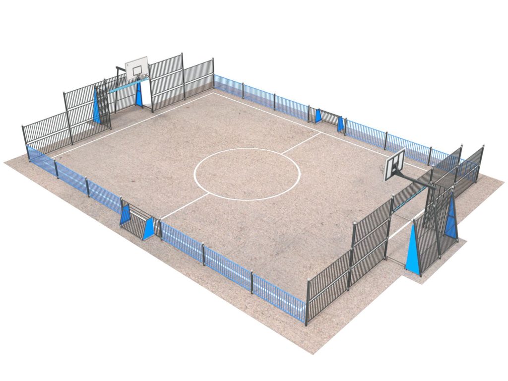 futbolo ir krepšinio aikštelės iki žaidimų aikštelės