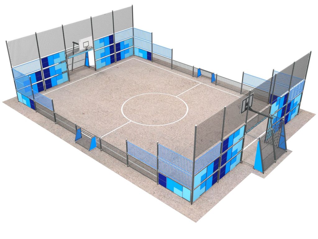 futbolo ir krepšinio aikštelės iki žaidimų aikštelės