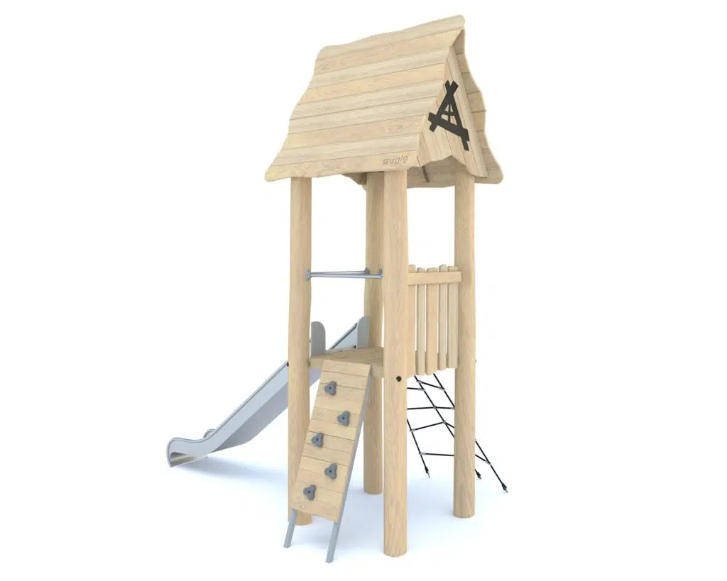 domek ze ślizgawką robinia na plac zabaw