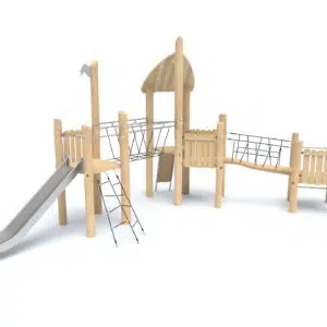 zestaw trzywieżowy z mostkiem robinia na plac zabaw
